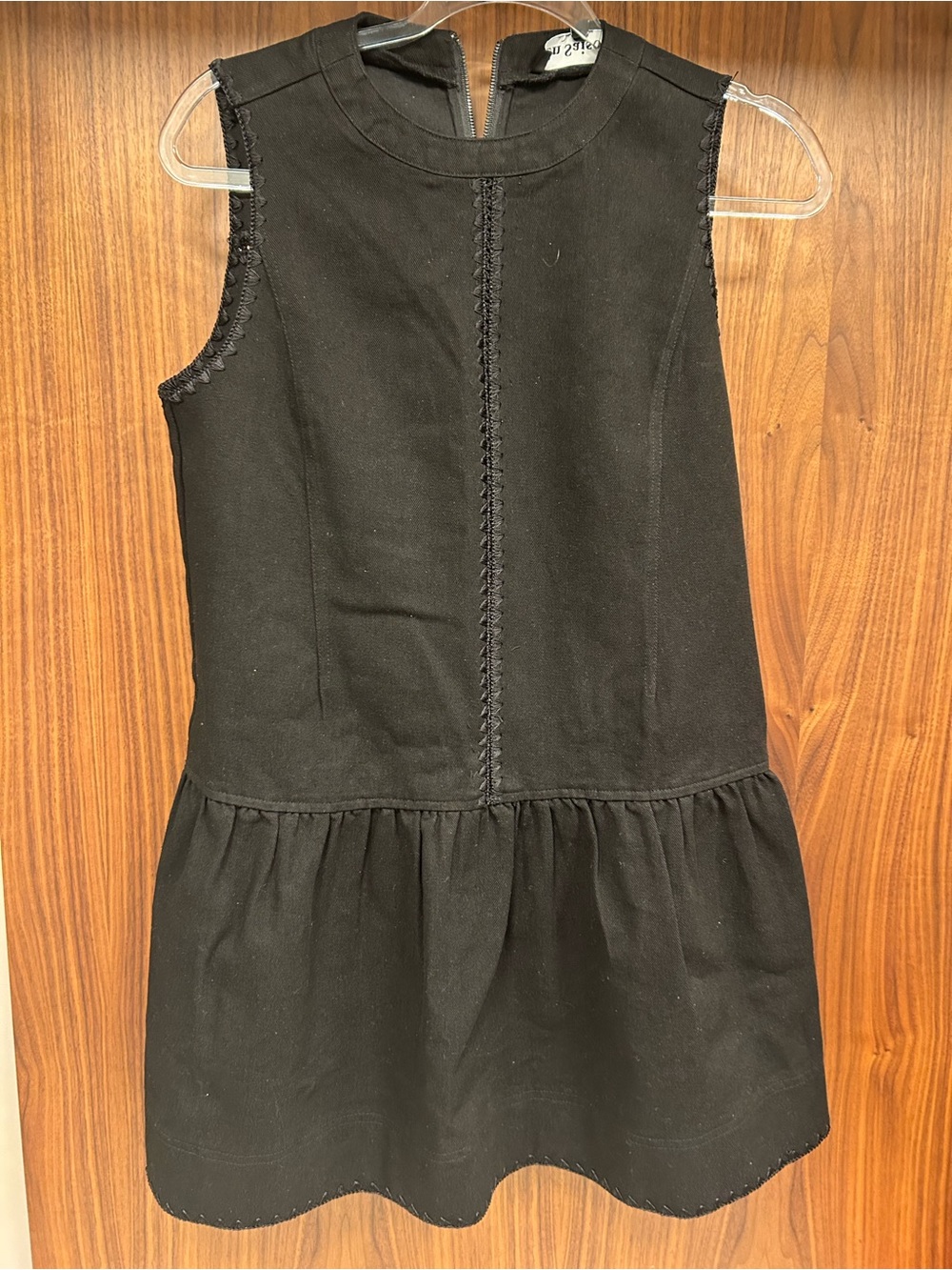 Black Denim Dress with whipstitch detail - Picture 2 of 4